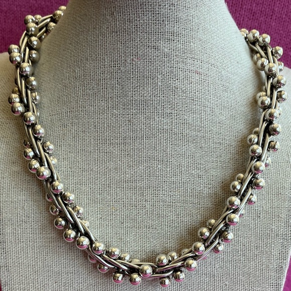 Sterling Silver Barbell Link Choker - Picture 2 of 16